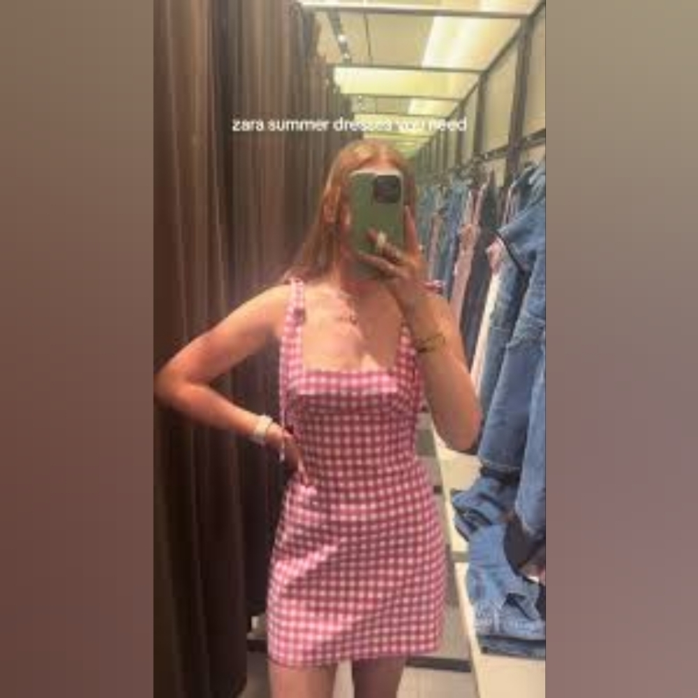 Zara Pink Plaid Mini Dress Sz L - Picture 13 of 16